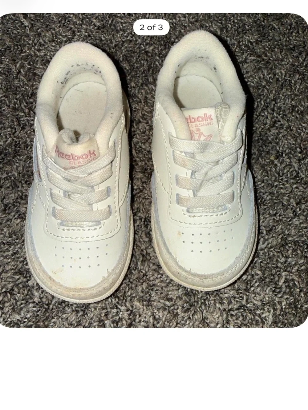 Reebok Kids White Sneakers with Pink Accents